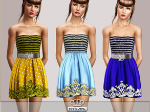 Sims 3 — Short pleated dress with lace -TEEN by EsyraM — Dress for teenager with two recolorable part 