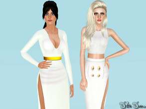 Sims 3 — September by StarSims — The set include a split dress, with metal belt and low neckline. An outfit with crop top