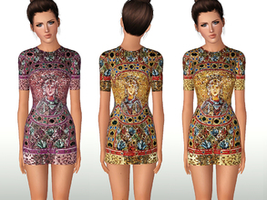 Sims 3 — SET ShakeProductions 005-1 by ShakeProductions — NOT RECOLORABLE **Printed dresses**