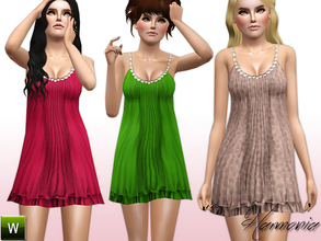 Sims 3 — Pearl Pendant Babydoll Dress by Harmonia — Custom Mesh By Harmonia 4 Variations. Recolorable 