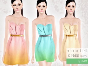 Sims 3 — Mirror Belt Dress (YA/A) by tifaff72 — Mirror Belt Dress. YA/A female. 2 recolorable channels. Belt in 2 version
