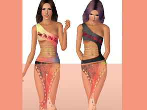 Sims 3 — SET ShakeProductions 007-5 by ShakeProductions — Colorful top with chain details.