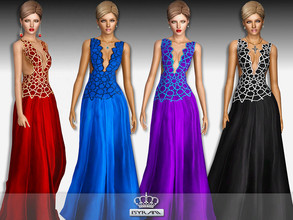 Sims 3 — Embroidered Silk Gown by EsyraM — Beautiful silk dress with embroidered top Two part recolorable