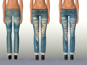 Sims 3 — SET ShakeProductions 009-3 by ShakeProductions — High waisted jeans with torn details