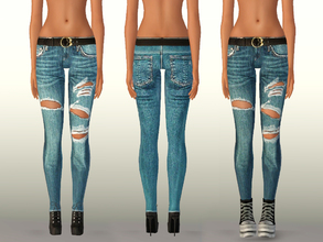 Sims 3 — SET ShakeProductions 009-5 by ShakeProductions — Belted jeans with torn details.