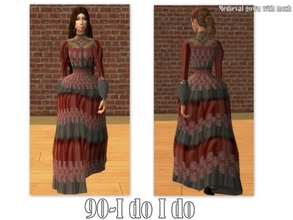 Sims 2 — 90-I do I do by Well_sims — Beautiful dark red and grey medieval gown for your sim.
