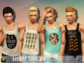 Sims 3 — Teen Leisure Tank Top by Black_Lily — Leisure Tank Top for teen guys. Everyday/Sleepwear/Athletic Recolorable