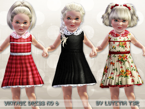 Sims 3 — Vintage Dress No 6 by Lutetia — A cute vintage inspired sleeveless dress with underskirt and laced collar ~