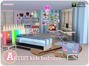 Sims 3 — Artist kids Bedroom by jomsims — This time I thought of the new school year. Children sims artist, here the