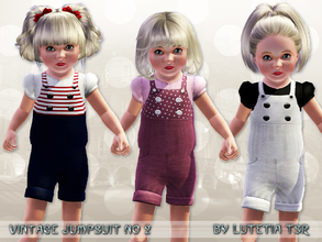Sims 3 — Vintage Jumpsuit No 2 by Lutetia — A cute vintage inspired jumpsuit with buttons and puffy blouse ~ Works for