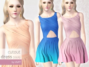 Sims 3 — Cutout Dress (YA/A) by tifaff72 — Chiffon cutout dress. YA/A female. 2 recolorable channels. Evaryday/Formal
