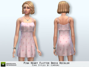 Sims 4 — Pink Heart Flutter Dress Recolor YA/AF by simromi — Your heart will flutter for this cute pink heart flutter