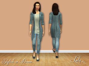 Sims 4 — Stylish in Denim by Lulu265 — A Sims 4 recolour of the Body Blazer Long 