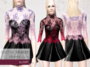 Sims 3 — Leather Skater Dress (YA/A) by tifaff72 — Leather Skater Dress . YA/A female. 3 recolorable channels. Leather