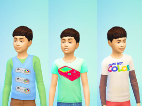 Sims 4 — Gamer Boy Set by GoForFink — A set for the game lover. The first shirt is found under Vests, second option. The
