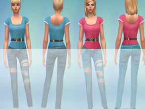 Sims 4 — ShakeProductionsS4-02-2 by ShakeProductions — Belted colorful top.