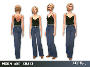 Sims 4 — Denim and Khaki by Lulu265 — A retexture of the full body pants suit 