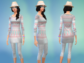 Sims 4 — Sweater Dress Outfit by Black__Phoenix — In the download is included the hat, dress and tights. 