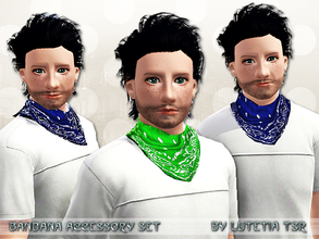 Sims 3 — Bandana Accessory - Male by Lutetia — A small bandana with or without paisley print ~ Works for male teens and