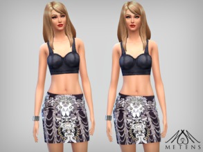 Sims 4 — In The Shadows Skirt by Metens — *Recolor* Beautiful dark embroidered mini skirt with embellished details