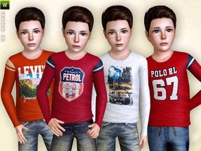 Sims 3 — Long Sleeve Shirt 02 by lillka — Boy shirt with long sleeves and fancy print on the chest