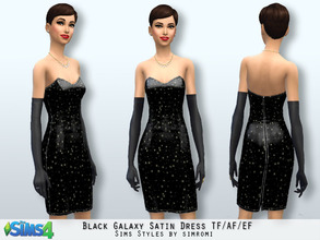 Sims 4 — Black Galaxy Satin Dress TF AF EF by simromi — Your female sim will fill like a star in this Black Galaxy Satin