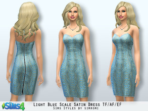 Sims 4 — Blue Scale Satin Dress TF AF EF by simromi — Beautiful blue scale pattern satin dress for your female sim.