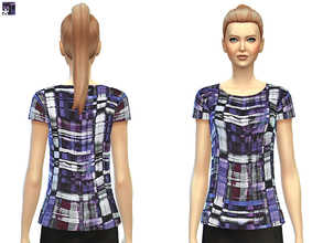Sims 4 — Multi Check Silk Top by SimDetails — A vibrant Multi Check Silk Top elevated with a palette of purple, blue and