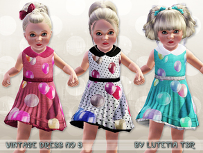 Sims 3 — Vintage Dress No 8 by Lutetia — A cute vintage inspired dress with balloon print, underskirt and collar ~ Works