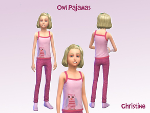 Sims 4 — Owl Pajamas by cm_11778 — Owl Pajamas for your Sim children in a lovely and vibrant shade of pink.