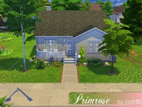 Sims 4 — Primrose by oosh86 — A cute house for a small family. Has two bedrooms, one bath, a large kitchen + dining area,