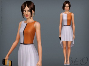 Sims 3 — Asymmetric color dress by BEO — Unusual dress with asymmetrical skirt and colors. Enjoy! 