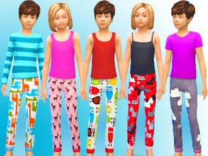 Sims 4 — Colorful Kids PJs by GoForFink — A set of 5 unisex pajama bottoms, something for every kid!