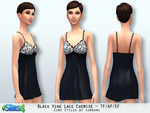 Sims 4 — Black Vine Lace Chemise AF by simromi — Lovely Chemise embellished with black vine lace for your female sim.