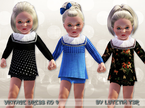 Sims 3 — Vintage Dress No 9 by Lutetia — A cute vintage inspired longsleeved minidress with a big laced collar and short