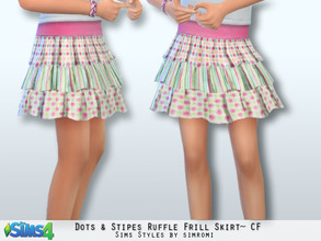 Sims 4 — Dots and Sripes Ruffle Skirt CF by simromi — Adorable dots and striped ruffle skirt for your female sim. Perfect