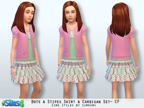 Sims 4 — Dots & Stripes Cardigan & Skirt Set CF by simromi — Adorable Cardigan and skirt set your female sim. The