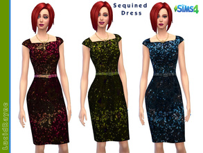 Sims 4 — Sequined Dress by LucidRayne — Dress will show up on its own thumbnail with 3 color styles. Made with