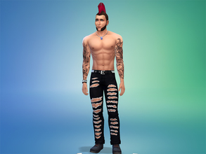 Sims 4 — Rock Legend Jeans by EyeDye — A pair of studded torn up rock and roll style jeans for the musically inspired sim