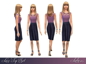 Sims 4 — Lace Top Dress  by Lulu265 — A recolour of the yfBody_DressKneeBelt