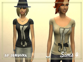 Sims 4 — Glamour Minx by bukovka — T-shirt for females with a playful print.