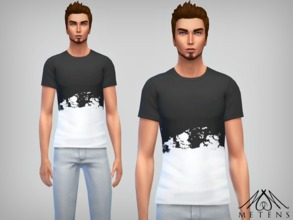 Sims 4 — The BW Man  by Metens — New t-shirt for your male sims (teen to elder) with black and white details!