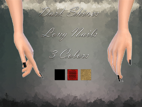 Sims 4 — *Dark Shines* Long Nails by notegain — Dark Shines Long Nails in 3 colors: black, glitter red and glitter gold!!