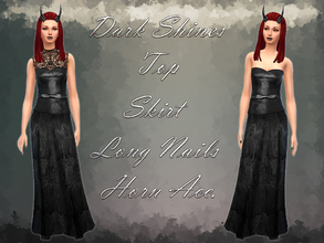 Sims 4 — *Dark Shines Set* Top Skirt Nails Horns by notegain — Couldn't decide what to wear for Halloween? Try Dark