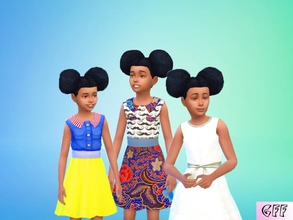 Sims 4 — Girls Party Dress Set by GoForFink — A set of three fun and colorful dresses for girls.