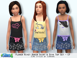 Sims 4 — Flower Rivet Skirts and Diva Top Set CF by simromi — Your young diva will delight in wearing one of these cute