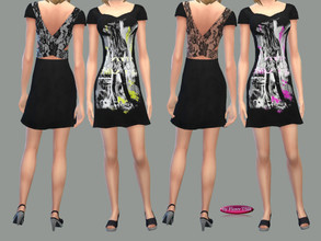 Sims 4 — Flovv Dress 03 - Love Motion by Flovv — A modern dress with picture and lace back. It's dominant colors are