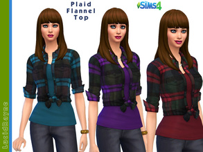 Sims 4 — Plaid Flannel Top by LucidRayne — A cozy flannel plaid top in 3 colors. Top will show up as a new item in the