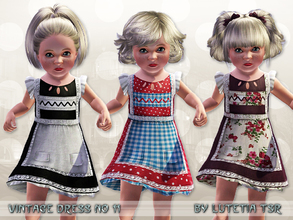 Sims 3 — Vintage Dress No 11 by Lutetia — A cute vintage inspired apron dress with pockets, underskirt and lace details ~