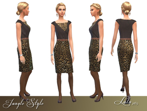 Sims 4 — Jungle Style  by Lulu265 — Take a walk on the wild side. A recolour of yfBody_DressKneeBelt
